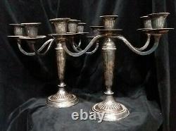 Vintage Pair of Silver Plated Candelabra 5 Candle Rotating or Removable Arms 10
