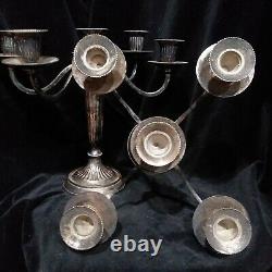 Vintage Pair of Silver Plated Candelabra 5 Candle Rotating or Removable Arms 10