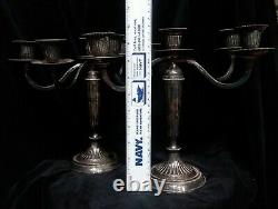 Vintage Pair of Silver Plated Candelabra 5 Candle Rotating or Removable Arms 10