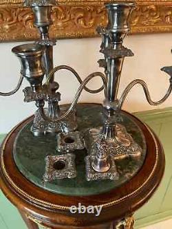 Vintage Pair of Silver-Plated Candlesticks Candelabra Home Decoration Signed