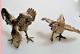 Vintage Pair Of Solid Sterling Silver Sculptures Representing A Rooster Fight