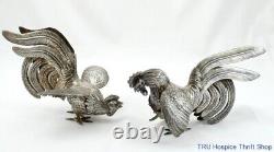 Vintage Pair of Sterling Silver Camusso Fighting Roosters