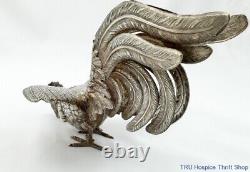 Vintage Pair of Sterling Silver Camusso Fighting Roosters