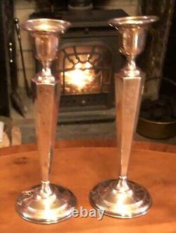 Vintage Pair of Sterling Silver Candlesticks (10 1/4) Marked Sterling Filled