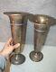 Vintage Pair Of Sterling Silver Church Altar Flower Vases 13 7/8 Ht. (cu#906)