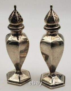 Vintage Pair of Sterling Silver Pair of Salt & Pepper Shakers withS Monogram #6907