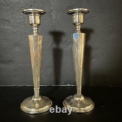 Vintage Pair of Sterling Silver Reinforced Weighted Candlesticks 10 Tall