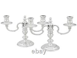 Vintage Pair of Sterling Silver Two Light Candelabra George I Style London 1959