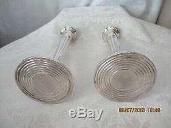 Vintage Pair of Sterling Weighted Candlestick Holders 10 Tall 4 Tulip Sided