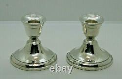 Vintage Pair of Watson Co. Sterling Silver Weighted Candleholders # C14 456.5Gr