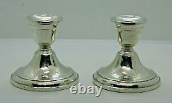 Vintage Pair of Watson Co. Sterling Silver Weighted Candleholders # C14 456.5Gr