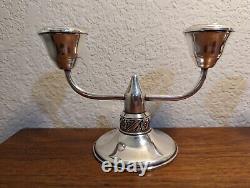 Vintage Pair of Weighted Sterling Silver Double Candlesticks, Mid-Cent, 4 x 6