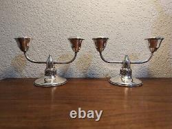 Vintage Pair of Weighted Sterling Silver Double Candlesticks, Mid-Cent, 4 x 6