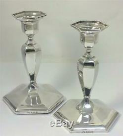 Vintage Pair of hallmarked Sterling Silver Candlesticks (12.5cm tall) 1958