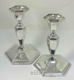 Vintage Pair of hallmarked Sterling Silver Candlesticks (12.5cm tall) 1958