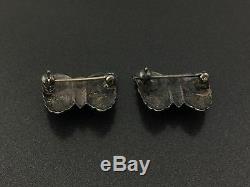 Vintage Petite Southwestern Turquoise Sterling Silver Butterfly Pin Brooch Pair