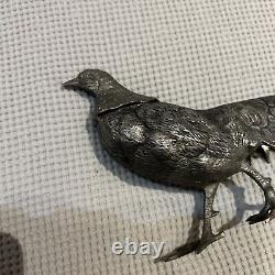 Vintage Pheasant Figurines MADE IN ITALY Silver Plate Pair Male Female Italian