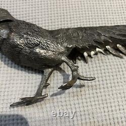 Vintage Pheasant Figurines MADE IN ITALY Silver Plate Pair Male Female Italian