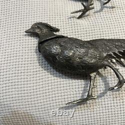 Vintage Pheasant Figurines MADE IN ITALY Silver Plate Pair Male Female Italian