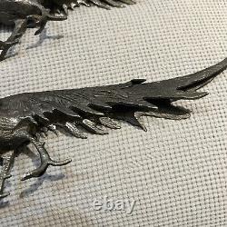 Vintage Pheasant Figurines MADE IN ITALY Silver Plate Pair Male Female Italian