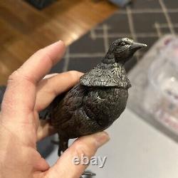 Vintage Pheasant Figurines MADE IN ITALY Silver Plate Pair Male Female Italian