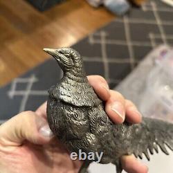Vintage Pheasant Figurines MADE IN ITALY Silver Plate Pair Male Female Italian