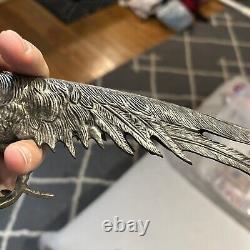 Vintage Pheasant Figurines MADE IN ITALY Silver Plate Pair Male Female Italian