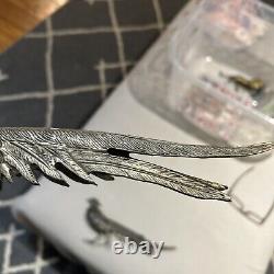 Vintage Pheasant Figurines MADE IN ITALY Silver Plate Pair Male Female Italian