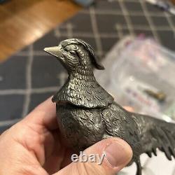 Vintage Pheasant Figurines MADE IN ITALY Silver Plate Pair Male Female Italian