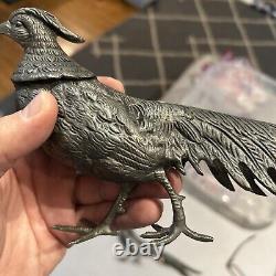 Vintage Pheasant Figurines MADE IN ITALY Silver Plate Pair Male Female Italian