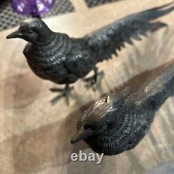 Vintage Pheasant Figurines MADE IN ITALY Silver Plate Pair Male Female Italian