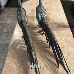 Vintage Pheasant Figurines MADE IN ITALY Silver Plate Pair Male Female Italian