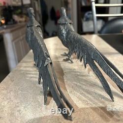 Vintage Pheasant Figurines MADE IN ITALY Silver Plate Pair Male Female Italian