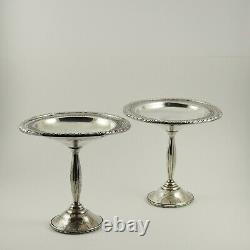 Vintage Pierced Sterling Silver Pedestal Compote Candy Nut Dish Pair /g
