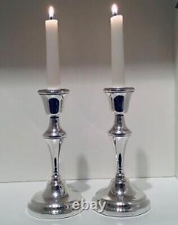 Vintage QE II Pair Solid Sterling Silver Table Candlesticks, Birmingham, 1958