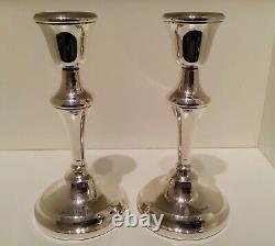 Vintage QE II Pair Solid Sterling Silver Table Candlesticks, Birmingham, 1958