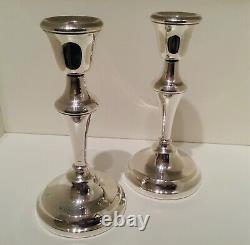 Vintage QE II Pair Solid Sterling Silver Table Candlesticks, Birmingham, 1958