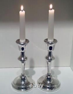 Vintage QE II Pair Solid Sterling Silver Table Candlesticks, Birmingham, 1958