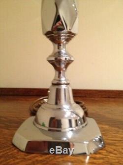 Vintage'QUEEN OF DIAMONDS' Table Lamps PAIR Silver Chrome H13 Bling Bling