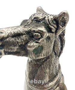 Vintage RARE PAIR 2 GUCCI Silver Plated Horse Head Stirrup Hunting Cup Barware