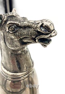 Vintage RARE PAIR 2 GUCCI Silver Plated Horse Head Stirrup Hunting Cup Barware