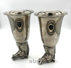 Vintage RARE PAIR 2 GUCCI Silver Plated Horse Head Stirrup Hunting Cup Barware