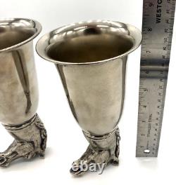 Vintage RARE PAIR 2 GUCCI Silver Plated Horse Head Stirrup Hunting Cup Barware
