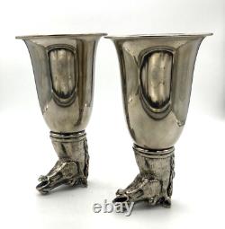 Vintage RARE PAIR 2 GUCCI Silver Plated Horse Head Stirrup Hunting Cup Barware