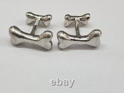 Vintage ROBIN ROTENIER Sterling Silver Pair of Dog Bone Cuff Links