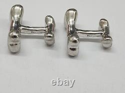 Vintage ROBIN ROTENIER Sterling Silver Pair of Dog Bone Cuff Links