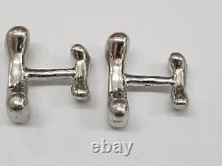 Vintage ROBIN ROTENIER Sterling Silver Pair of Dog Bone Cuff Links