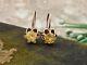 Vintage Rare 875 Silver Pair Of Stud Earrings Soviet Stone Citrine Jewelry Women