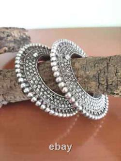 Vintage Rare Pair Antique Tribal Old 925 Sterling Silver Bracelet/Bangle Jewelry