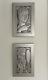 Vintage Rare Pair Of Art Deco Silver Finish Carved Wood Panels Women's Portraits